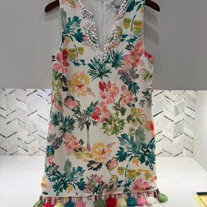 Gorgeous Badgley Mischka Collection Beaded Floral Print Dress- Size 4
